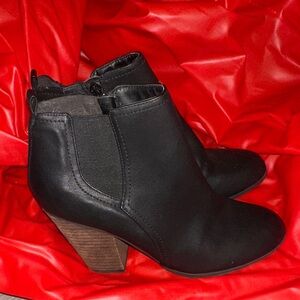 Black Women's Ankle Booties with Block Heel